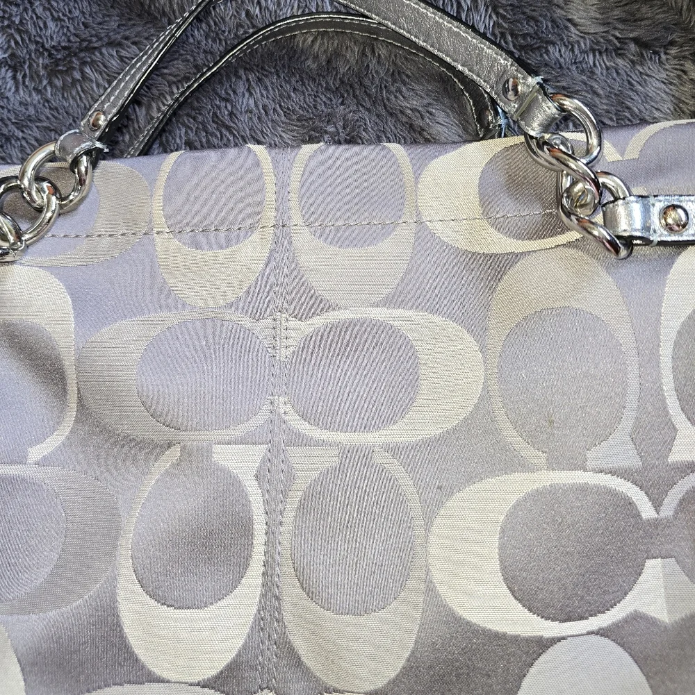 Coach Brooke Signature Jacquard Shoulder Bag in Gray and Silver - Picture 2 of 9